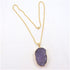 Amethyst Druzy Crystal Quartz Pendant On Gold Chain Necklace - VP's Jewelry