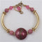 Pink & Gold Artisan Bead Gold Bangle Bracelet - VP's Jewelry