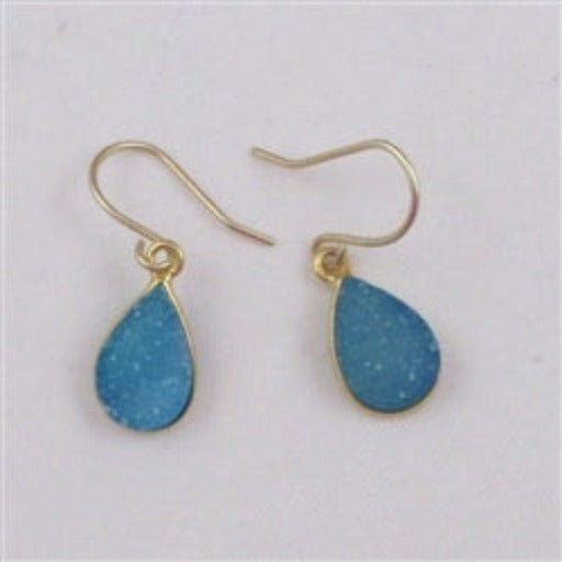 Light Turquoise Drusy Crystal Quartz Earrings - VP's Jewelry