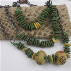 Triple Strand Handmade African Trade Bead & Copper Necklace - VP's Jewelry