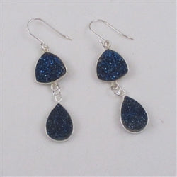 Blue Druzy Crystal Quartz Earrings - VP's Jewelry