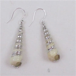 Buy natural shell earrings trimmed in silver