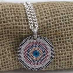 Circle Multi-stone Pendant of Silver Chain Necklace - VP's Jewelry 