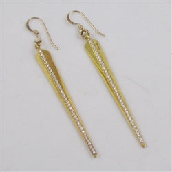 Zircon & Gold Long SpokeDrop Earrings - VP's Jewelry