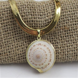 Cream Shell Pendant Necklace on Gold Chain - VP's Jewelry