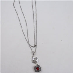 Long Sweater Pendant Necklace Red Charm Silver Long Chain - VP's Jewelry