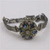 Blue Crystal & Rhinestone Antique Gold Bangle Bracelet - VP's Jewelry