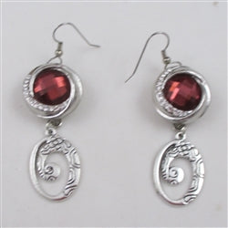 Rose Crystal & Silver Drop Earrings Dangling Charm - VP's Jewelry
