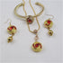 Red Crystal & Gold Pendant Necklace, Earrings & Bracelet - VP's Jewelry