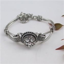 Clear Crystal Rhinestone & Silver Bangle Bracelet - VP's Jewelry