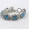 Aqua Rhinestone Silver Bangle Bracelet - VP's Jewelry