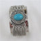 Silver Cuff Wide Bracelet with Turquoise Gemstone Accent - VP's Jewelry