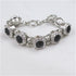 Black Rhinestone Silver Bangle Bracelet - VP's Jewelry