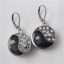 Yin Yang Black & Crystal Earrings - VP's Jewelry