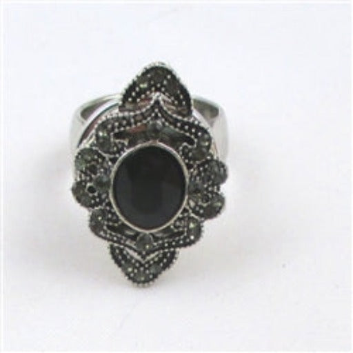 Delightful fun black rhinestone ring