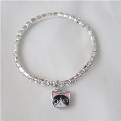 Rhinestone & Cat Bracelet for a Child - VP's Jewelry