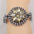 Exquisite Woman's Fashion Beige Crystal Flower & Rhinestone Bracelet - VP's Jewelry