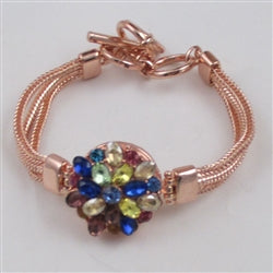Multi-colored Crystal & Rose Gold Bangle Bracelet- VP's Jewelry