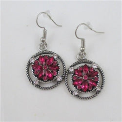 Rose Crystal & Silver Drop Earrings - VP's Jewelry