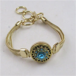 Gold Bangle Bracelet With Blue & Green Accent - VP's Jewelry