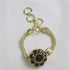 Gold Bangle Bracelet With Black Flower Motif Accent - VP's Jewelry