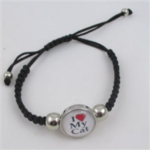 Child's I Love My Cat Black Braided Bracelet - VP's Jewelry