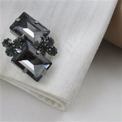 Buy unisex cuff links in smokey  grey crystals