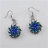 Aqua & Blue Crystal Flower & Silver Drop Earrings - VP's Jewelry