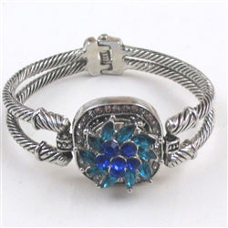 Aqua & Blue Crystal Cuff Bangle Bracelet - VP's Jewelry