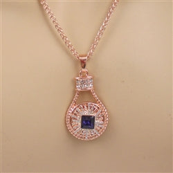 Purple Tanzanite & Rhinestone Exquisite Rose Gold Pendant Necklace - VP's Jewelry