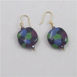 Green Purple and Blue Kazuri Earrings - VP's Jewelry