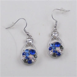 Shades of Blue Crystal & rhinestone Heart Earrings - VP's Jewelry