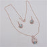 Aqua Rhinestone & Rose Gold Pendant Necklace & Earrings - VP's Jewelry