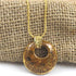 Golden Brown and Gold Kazuri Pendant on Gold Chain - VP's Jewelry