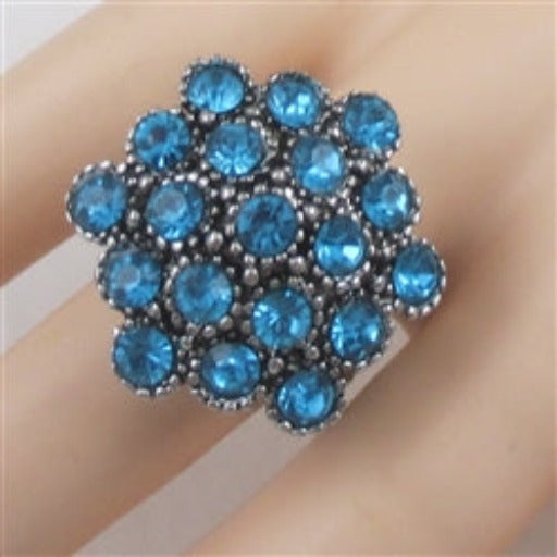 Turquoise Rhinestone Adjustable Statement Ring - VP's Jewelry  