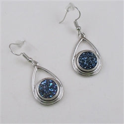 Blue Crystal & Silver Tear Drop Earrings - VP's Jewelry