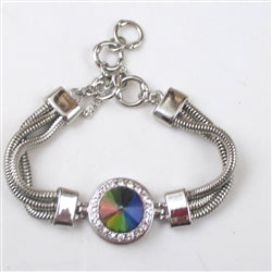 Rainbow Crystal & Rhinestone on Silver Bracelet - VP's Jewelry