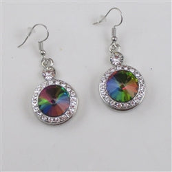 Rainbow Crystal & Silver Drop Earrings - VP's Jewelry
