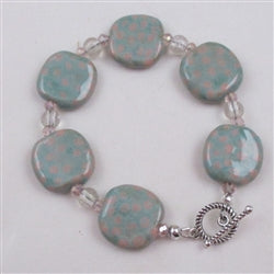Kazuri Bracelet in Aqua & Pink Handmade Fair Trade Beads - VP's Jewelry  
