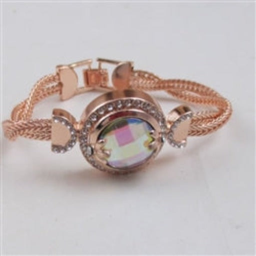 A/B Crystal & Rose Gold Bangle Bracelet - VP's Jewelry