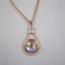 A/B Crystal & Rose Gold Pendant Necklace - VP's Jewelry