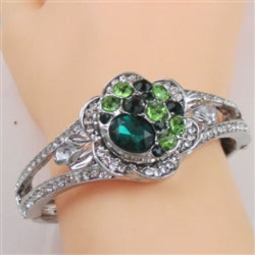Green Multi Crystal Bangle Bracelet - VP's Jewelry