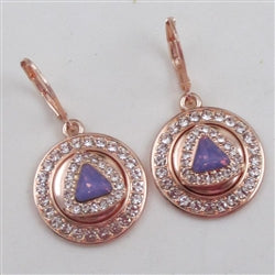 Lavender Crystal & Rose Gold Drop Earrings - VP's Jewelry
