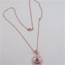 Lavender Crystal & Rhinestone Rose Gold Pendant Necklace - VP's Jewelry