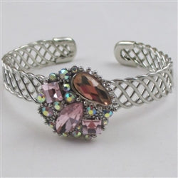Pastel Crystal & Silver Bangle Bracelet - VP's Jewelry