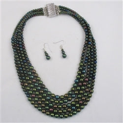 Rainbow Hemalyke Gemstone Necklace 5 Strands & Earrings - VP's Jewelry