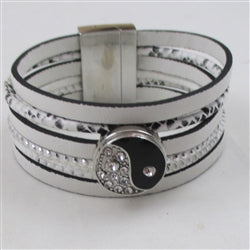 Mult-strand Yin Yan White Leather Bracelet - VP's Jewelry