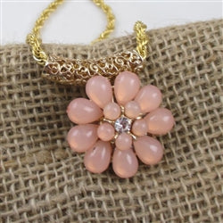 Bold Peach Flower Pendant Necklace - VP's Jewelry