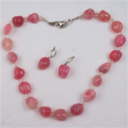 Rose Quartz Necklace & Earrings - VP's Jewelry  