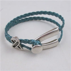 Buy Teal Braided Leather  Awareness Bracelet for a Woman